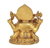6-inch brass Ganesha statue, rear view with smooth back and engraved waist