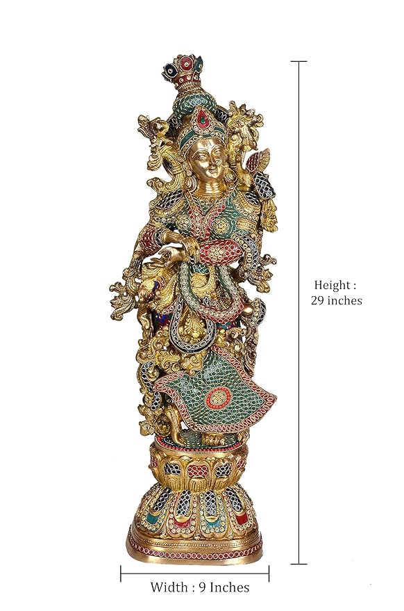 Brass Radha - Big Size - Brass Radha Murti Idol Statue Sculpture (Height 29 inch) (Big Radha)