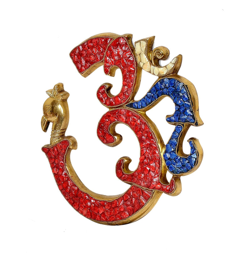 OM Wall Hanging Sculpture, Vastu, Goodluck, Wall Decoration Multicolor In Brass (Height: 11 Inches)