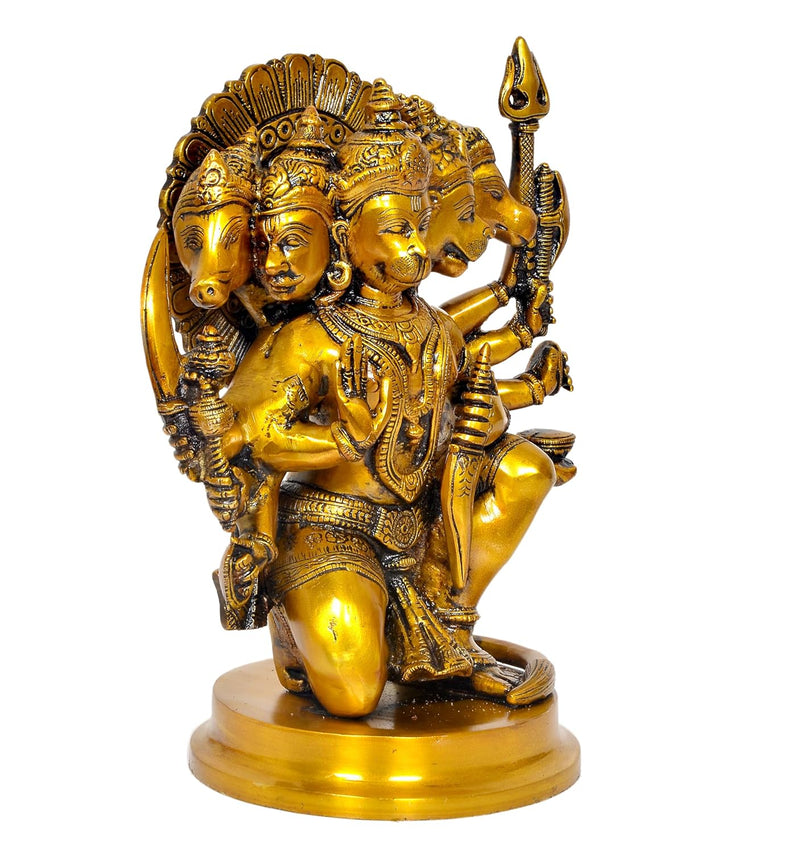 Bronze Panchmukhi Hanuman Idol Figurine Hanuman ji Decorative Showpiece Home Office Temple Best Gift Item (Height 11 Inch)