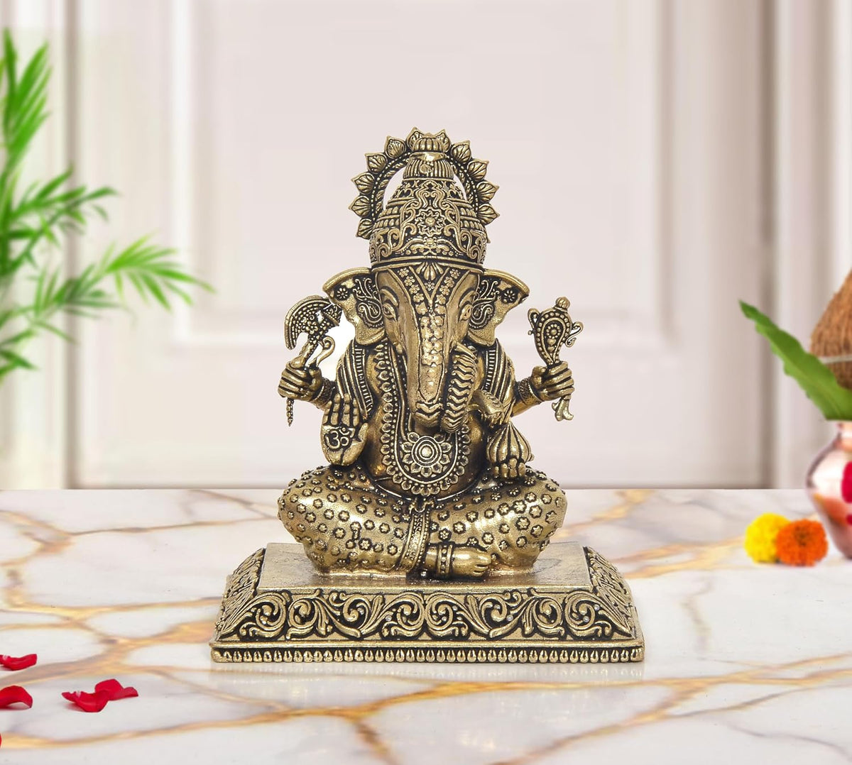 Superfine Brass Lord Ganesha Idol (Height :4 Inches)