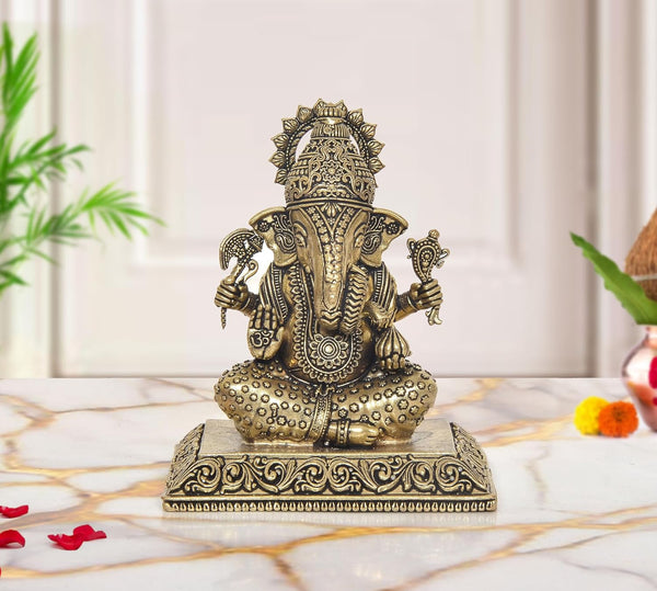Superfine Brass Lord Ganesha Idol (Height :4 Inches)