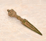 Multicolored brass dorje vajra furba dagger pendant with ornate handle and pointed blade