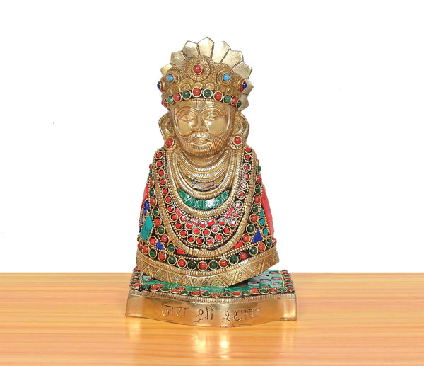 Brass Baba Khatu Shyam ji Idol (Height: 8 Inch) Entryway Setting