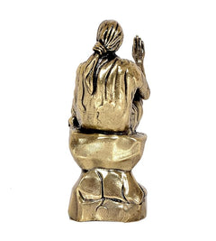 Brass Shirdi Sai Baba statue, back view with raised right hand