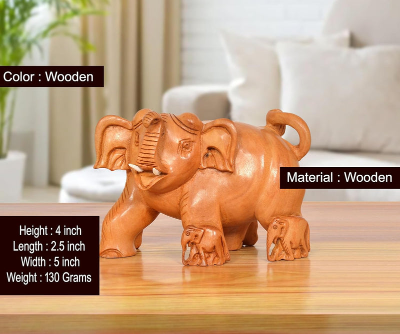 Wooden Elephant Show Piece (Height 4 Inch)