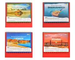 Desk calendar pages showing May, June, July, August 2026 with date grids