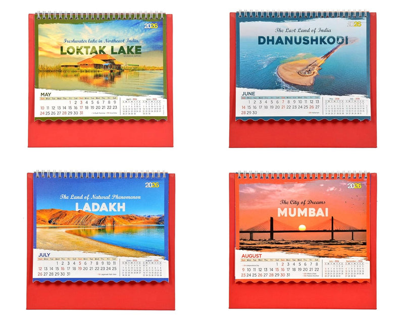 Table Calendar 2026 Mesmerising India |12 Months| (Size 8.5 x 9 Inch)