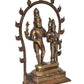 Brass Standing Lord Shiva with Parvati for Home Decor Mandir Pooja Showpiece (Height 14 Inch)