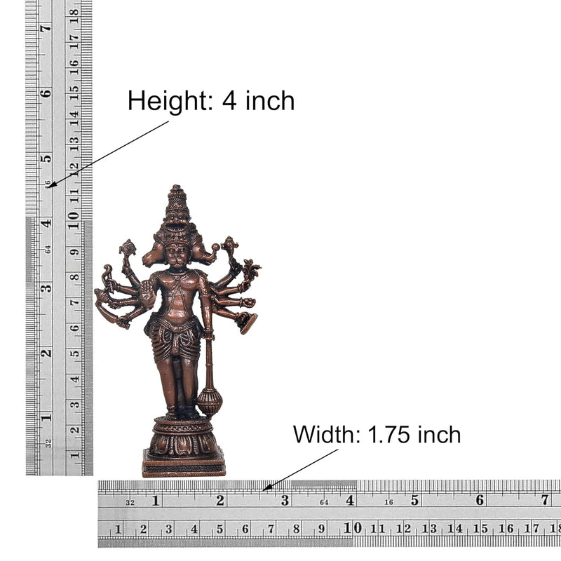 Copper Standing Panchmukhi Hanuman Idol for Home Temple and Spiritual Decor (Height 4.5 Inch)