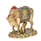 Brass Kamdhenu Cow with Calf for Home Decor Pooja Mandir Temple Office Decorative Showpiece Statue Brass (Height: 6.5 Inch) (Cow1)