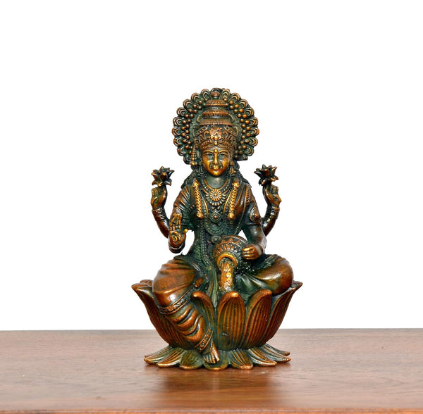 Superfine Brass Lakshmi Idol (Height: 4 Inch) Study Setting