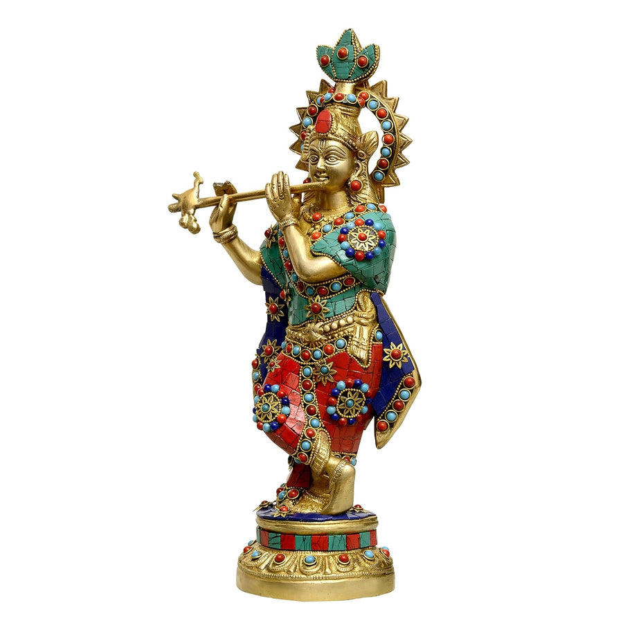 Krishna Brass Murli Krishn Statue Height 16 inches Craft Detail