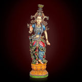 Radha Krishna resin figurine, single standing pose with multicolored garments and base