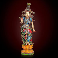 Radha Krishna resin figurine, single standing pose with multicolored garments and base
