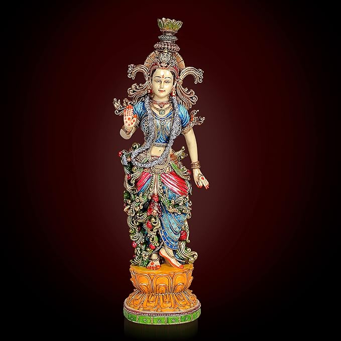 RESIN Cold Cast Marble Dust Radha Rani Radhika Idol Murti Statue for mandir, 15 inch Craft Detail