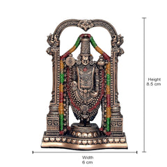 Tirupati Balaji sculpture with arched frame; shown height 8.5 cm on pedestal