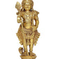 Brass Standing Lord Kartikeya Murugan Murti for Home Decor Pooja Mandir Decorative Showpiece Brass Murti (Height 11 Inch)