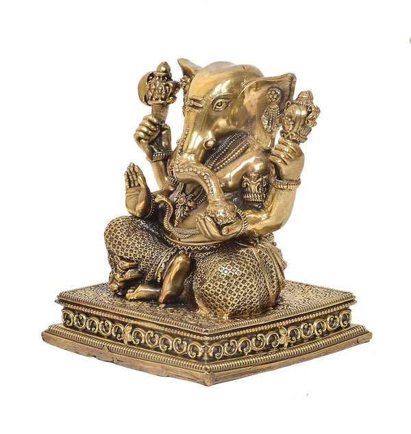Superfine Brass Lord Ganesha Statue – Ganesh Ji, Vinayak, Ganapati Bappa Murti for Home Temple, Mandir, Office Décor & Pooja (Height: 5 Inches) Study Setting