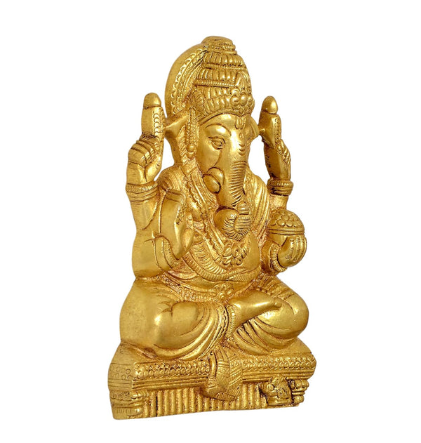 Brass Ganesha Wall Hanging for Home Decor Diwali Gifts,Diwali, for Pooja,Temple Decor (Height 7 Inch) Study Setting