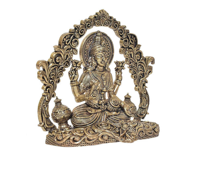 Bronze Goddess Lakshmi Idol with Arch Frame and Kalash Pots (Height:4 Inch)