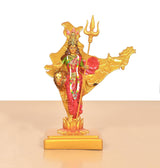 Mother India resin idol, multicolor, angled view with trident held upright, on base