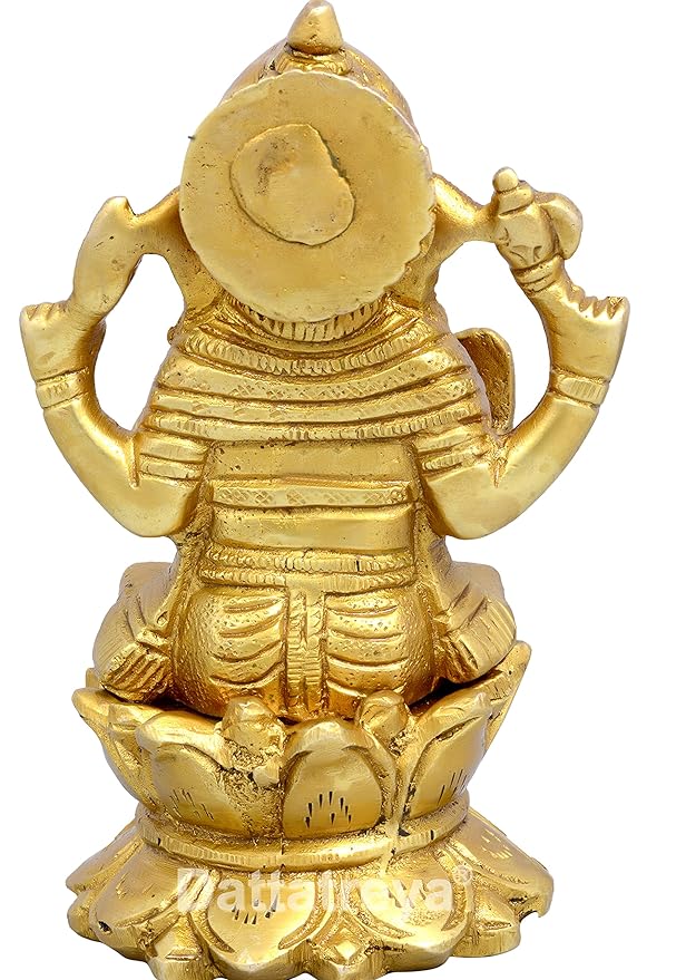 Brass Ganesha Idol Ganesha Murti, Height 4.5 Inches Craft Detail