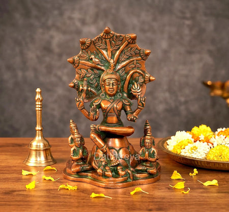 Brass Dakshinamurti Shiva Statue Dakshinamurthy for Home Decor Temple Office Pooja Mandir Showpiece (Orange) (Height:9 Inches)