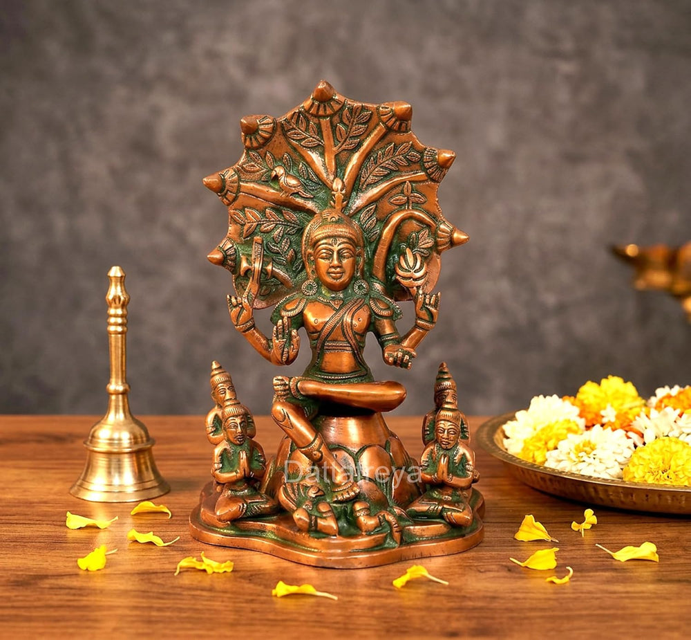 Brass Dakshinamurti Shiva Statue Dakshinamurthy for Home Decor Temple Office Pooja Mandir Showpiece (Orange) (Height:9 Inches)