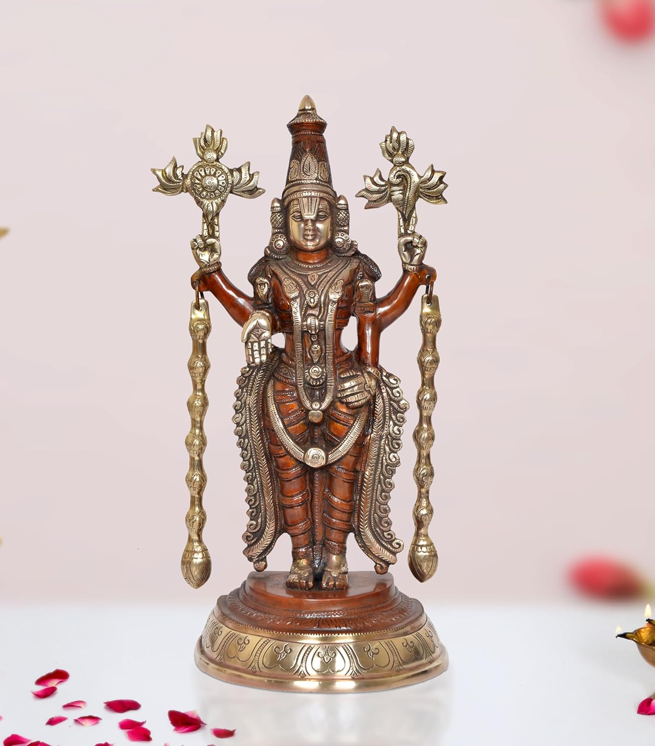 Brass Lord Tirupati Bala Ji Idol Statue for Home Temple Office Decor Figurine Statue Showpiece (Height 16 Inch)