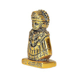 Khatu Shyam Ji metal idol, golden finish, side profile view, engraved base text