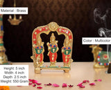 Brass Ram Darbar Idol, multicolor three-figure arch, height 5 inch