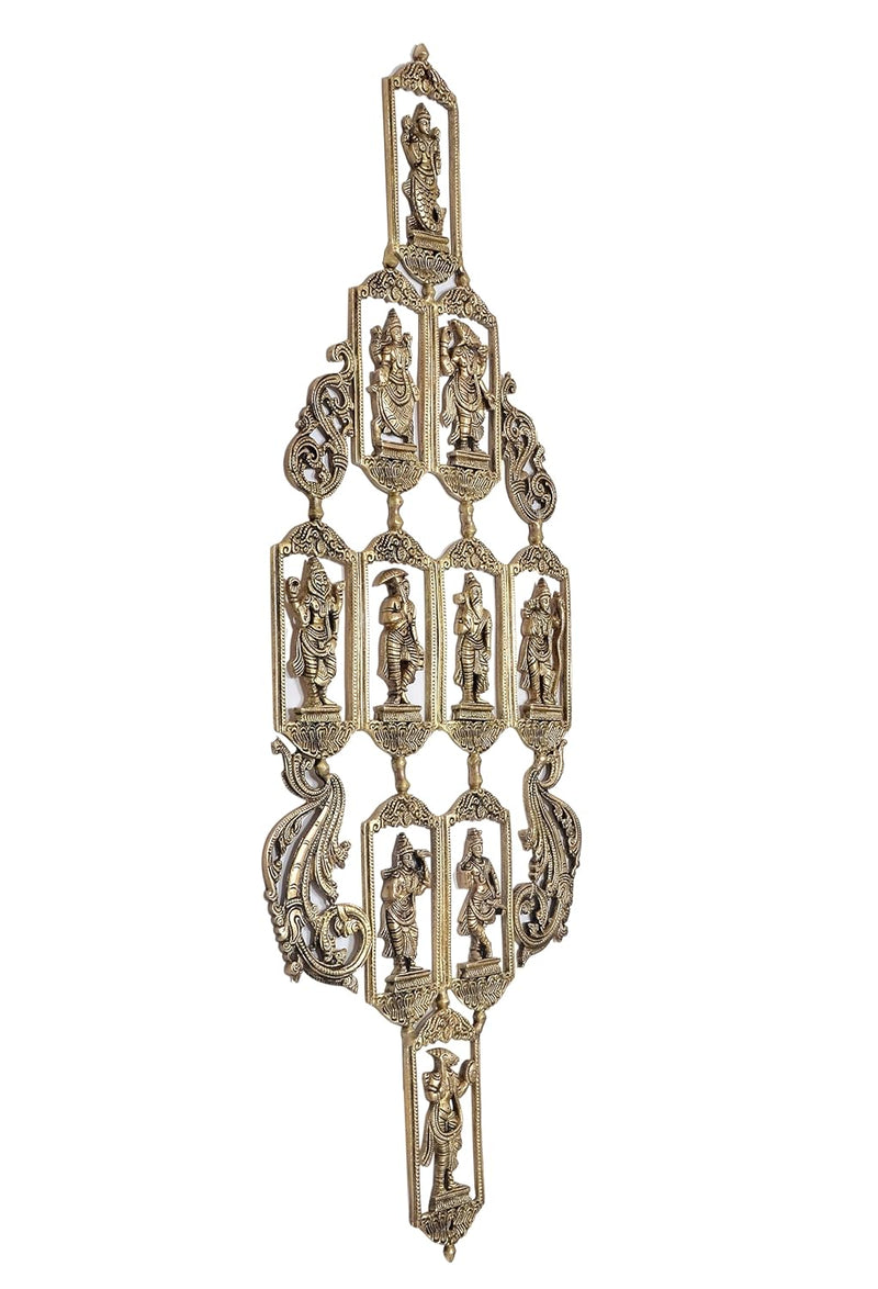 Brass Vishnu Dashavatara Ten Avatars of Vishnu Wall Hangings for Home Temple Office Mandir, (Height: 29 Inch)