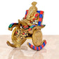 Brass Ganesha Statue Book Reading Turbaned Ganesh Sitting on Chair Sculpture (Height 5 inch)