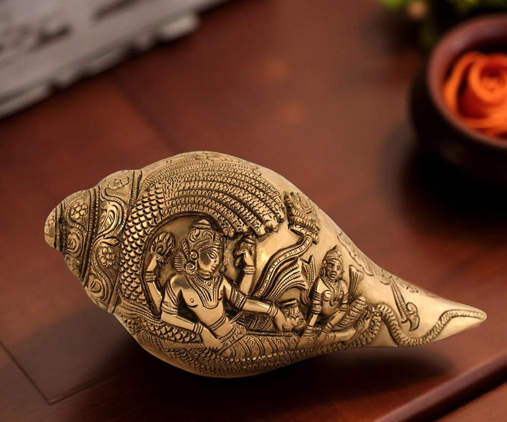 Brass Vishnu Laxmi Shankh Conch (Height :3 Inches)