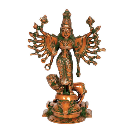 Brass Chamundeshwari Devi Idol for Home Decor (Multicolor) (Height:9.5 Inches)
