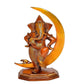 Brass Lord Ganesha Idol Statue Ganesh on Moon Decorative Sculpture for Home Office Temple Showpiece (Height 10 Inch)