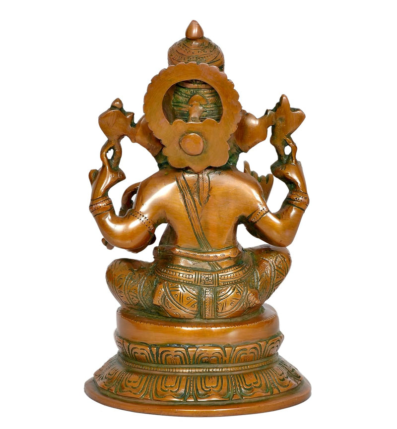 Brass Ganesh Statue Lord Ganesha Idol for Home Decor and Pooja Hindu God Ganapati Figurine (Height 10.5 Inch)