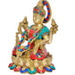 Brass Lakshmi Idol Laxmi Goddess Lakshmi Sitting Statue for Puja Temple at Home Decor Office (Height: 9 Inch)