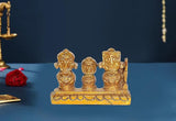 Brass Jagannath Balram Subhadra statue group on base, height 4 cm