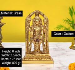 Brass Tirupati Balaji idol with golden finish, standing with ornate jewelry