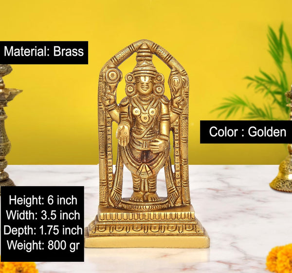 Brass Lord Tirupati Bala Ji Idol (Height: 6 Inch) Entryway Setting