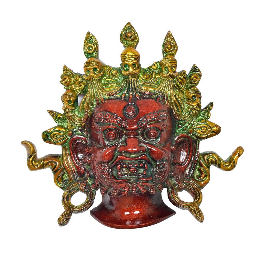 Brass Nazar Battu Mahakala Wall Hanging (Height : 7.5 inch) Multicolour Craft Detail