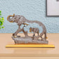 Resin Trunk Up Elephant with Baby showpiece (Height 7 Inch)