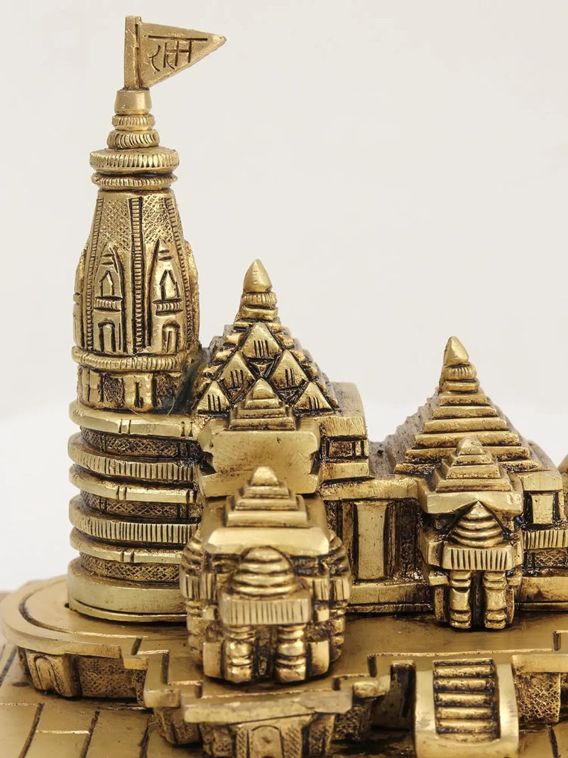 Bhagwan Ram Mandir Model in Brass Shri Ram Birth Place Ayodhya Miniature Model, Height 5 Inch