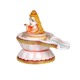 Resin Shiva Shivling figurine in profile, long side handle over round basin