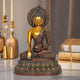 Brass Dhyan Mudra Buddha Statue Handcrafted Spiritual Decor for Home and Office Decor Meditating Buddha Idol (Height 11 Inch)