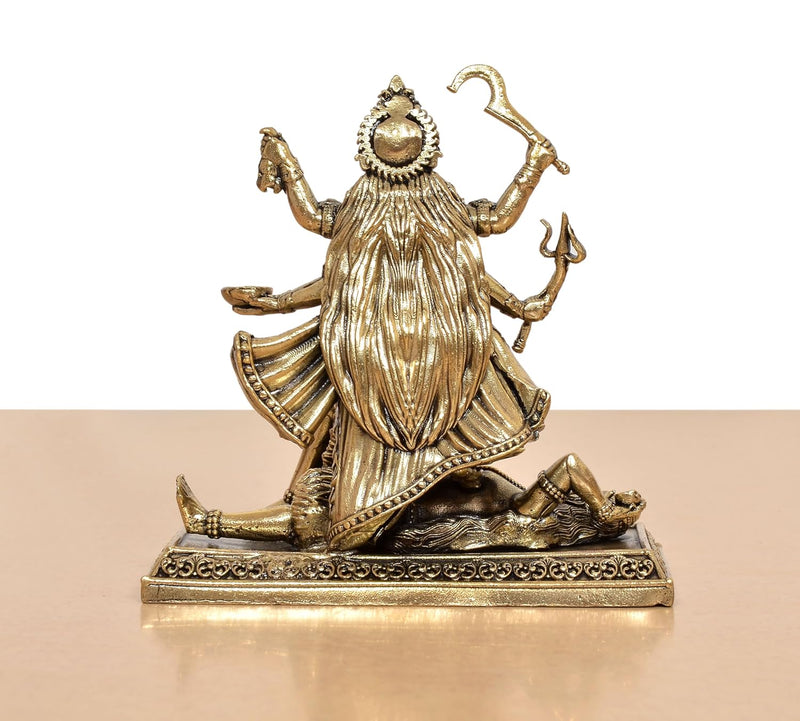 Bronze Mahakaali Mata Idol with Shivji (Height 4 Inch)
