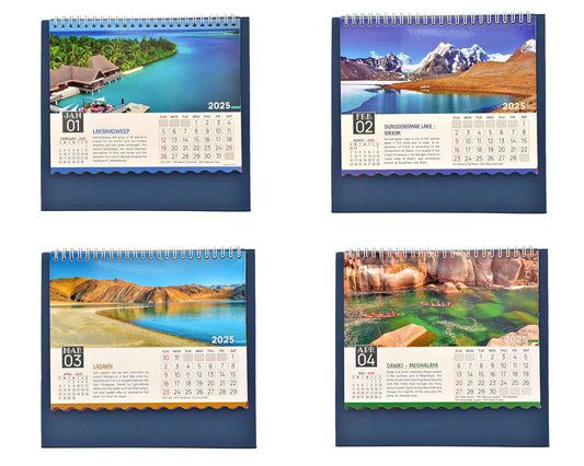 Table Calendar 2025 Amazing India Table Top Desk Standing Calendar For Home and Office Table Calendar |12 Months| (Size 8.5 x 9 Inch)