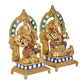 Brass Laxmi Ganesh Statue - Handcrafted Goddess Lakshmi and Lord Ganesha Idol for Home Decor and Pooja - Hindu Deities Figurine (Height 5.5 Inch)